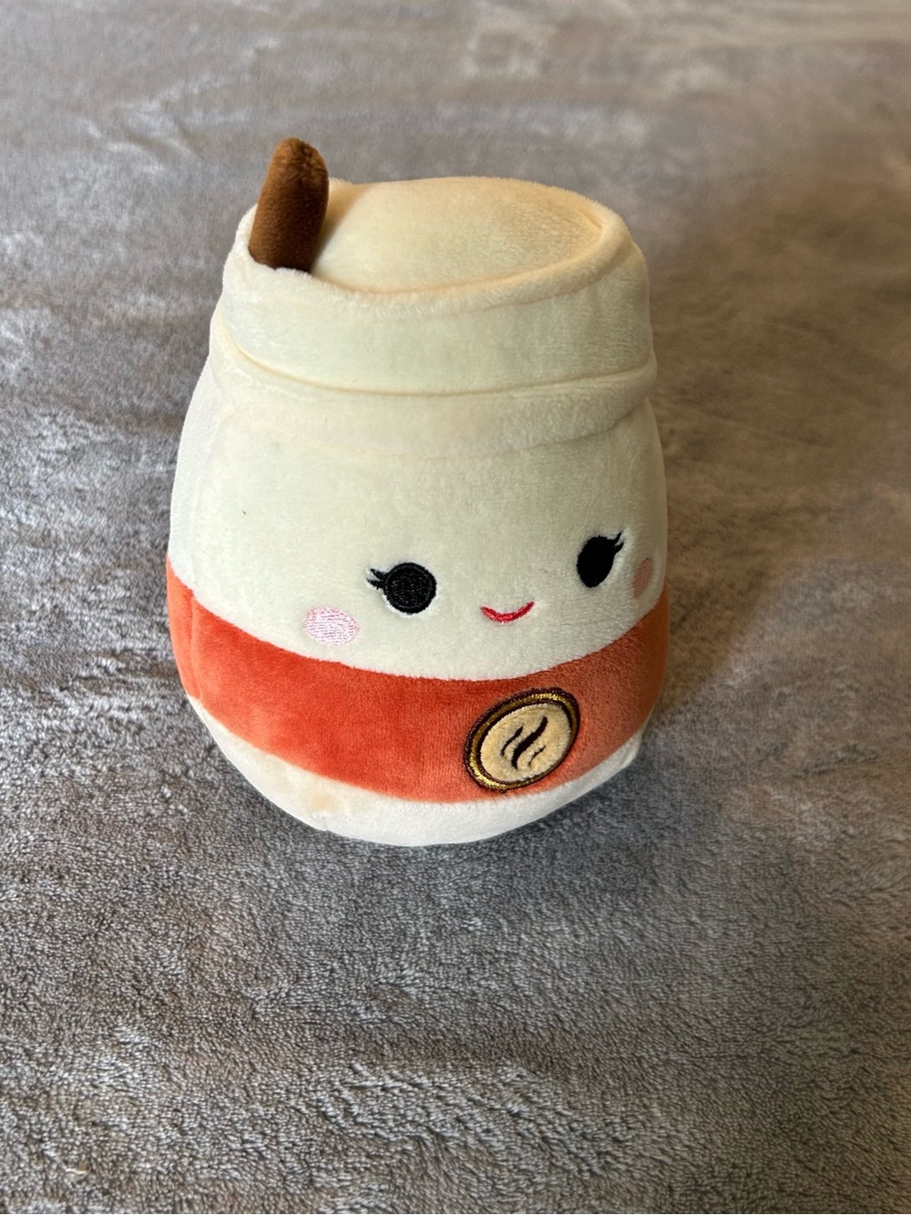 Plush Cream and Orange Coffee Cup Squishmallow